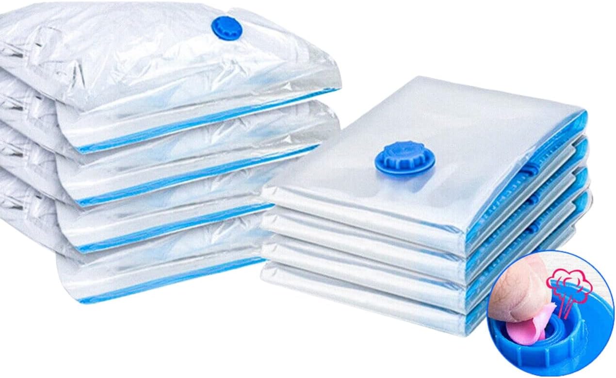 Space Saver Vacuum Storage Bags Kit - Pack of 9 (2 Large + 5 Medium + 2 Small) Vacuum Sealer Bags for Efficient Storage, Travel Vacuum Bags for Clothes, Vacuum Seal Bags for Space Organization