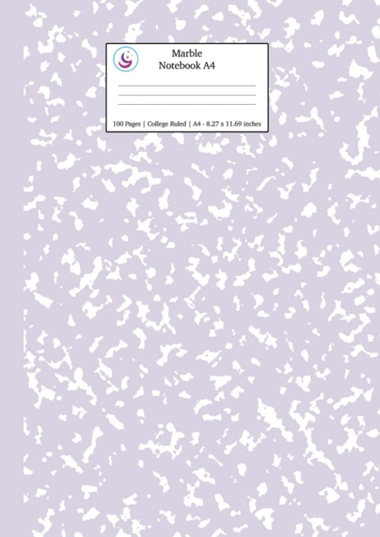 Marble Notebook A4: Lilac Purple College Ruled Journal: 2