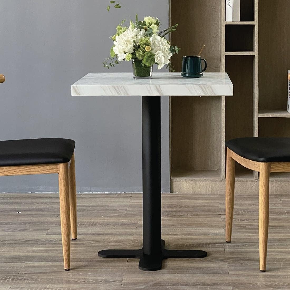 Bolero Marble Effect Square Table Top, 48 mm Height x 600 mm Width x 600 mm Depth