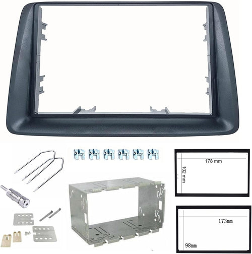 Sound Way Car Radio Mounting Kit, 2 DIN Frame with Dashboard, Antenna Adapter, Disassembly Keys Compatible with Fiat Panda 2002-2012
