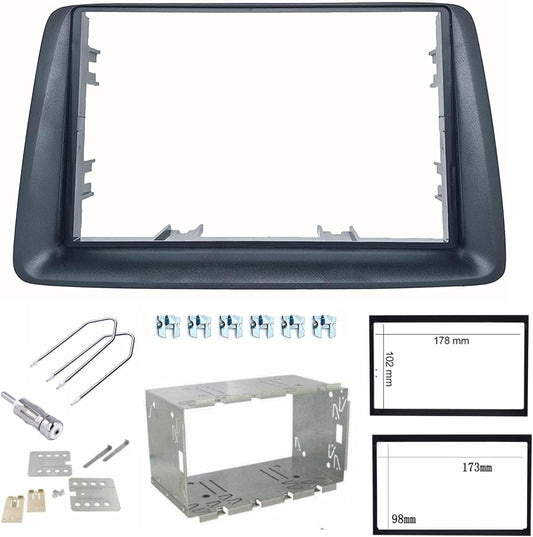 Sound Way Car Radio Mounting Kit, 2 DIN Frame with Dashboard, Antenna Adapter, Disassembly Keys Compatible with Fiat Panda 2002-2012