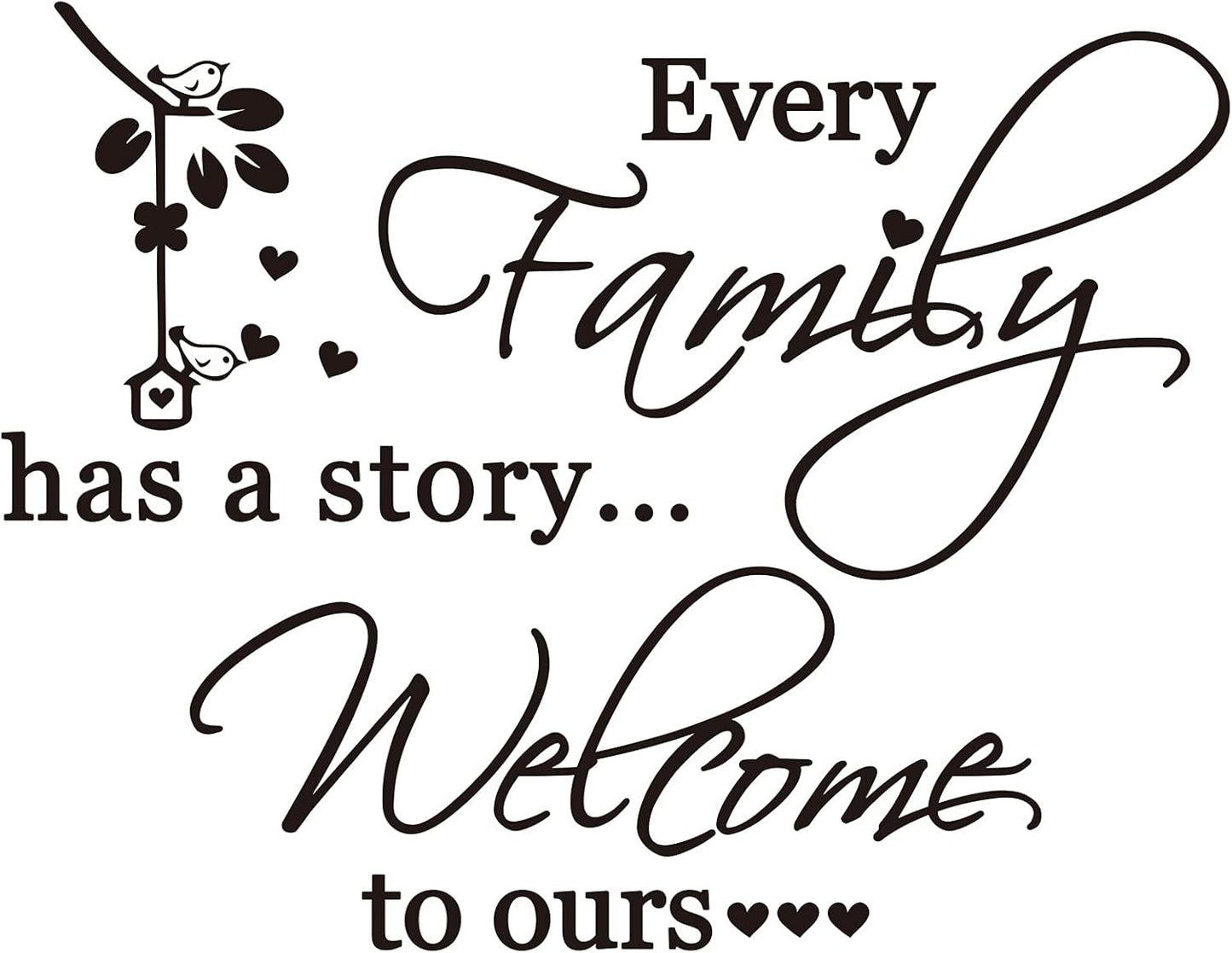 Family Wall Decor, Every Family Has a Story Welcome to Ours Quote Wall Stickers Home Decor Wallpaper, Removable Vinyl Wall Decal Art Mural for Living Room Bedroom