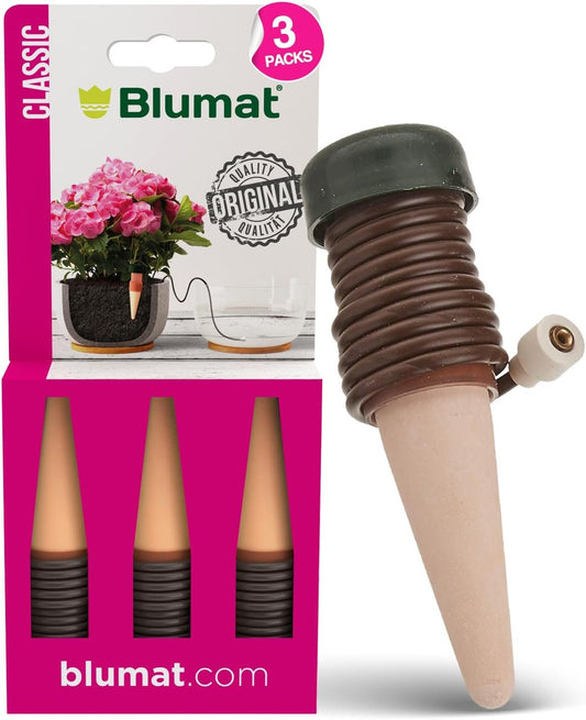 Blumat Classic Automatic Self Watering Plant Stakes (3 Pack) | Vacation Plant Watering Spikes | Houseplant Water Care for Indoor or Outdoor Plants