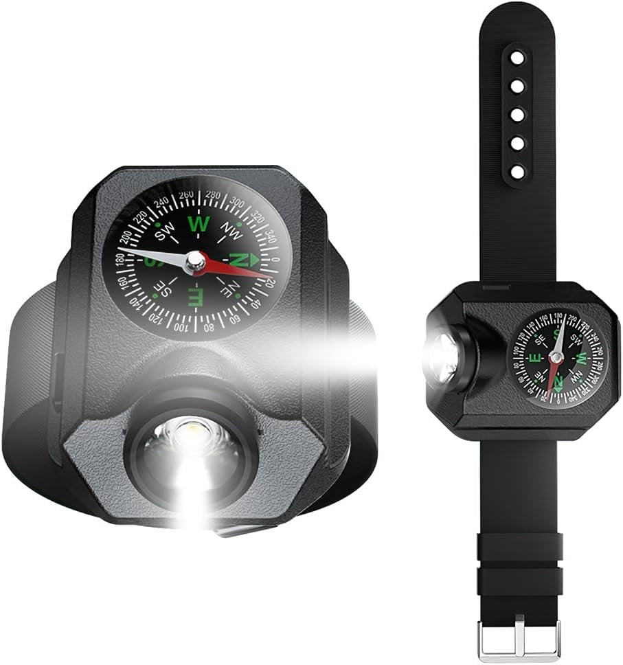 OBEST Torch Wrist Light, Waterproof Watch Flashlight with Compass Tactical Flashlights for Outdoor Running, Hiking, Camping, Biking, Mountain Climbing