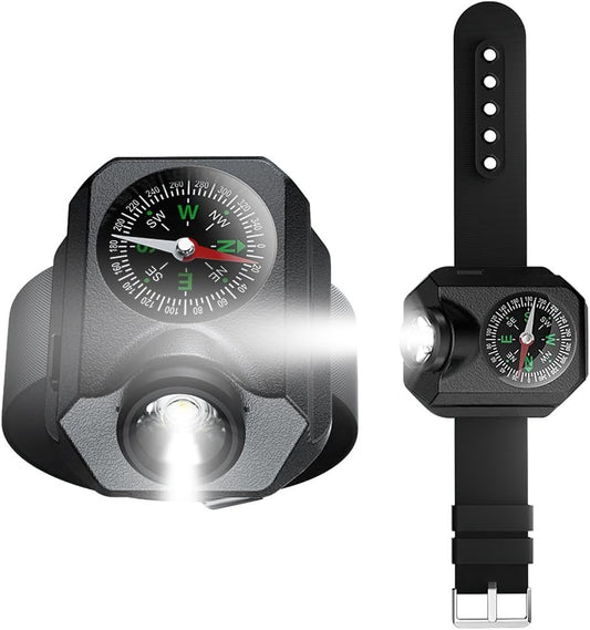 OBEST Torch Wrist Light, Waterproof Watch Flashlight with Compass Tactical Flashlights for Outdoor Running, Hiking, Camping, Biking, Mountain Climbing