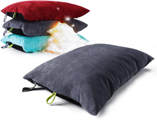ZOOOBELIVES Down Filled Camping Pillow with Washable Cover, Lightweight Travel Pillow for Neck and Lumbar Support, Compact for Hiking, Backpacking, Camping, and Outdoor Adventures - Alplive S2046