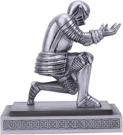 Amoysanli Knight Pen Holder Desk Organizers and Accessories Desk Decor Resin Pen Holder as Gift with a Cool Pen for Office and Home (Silver)