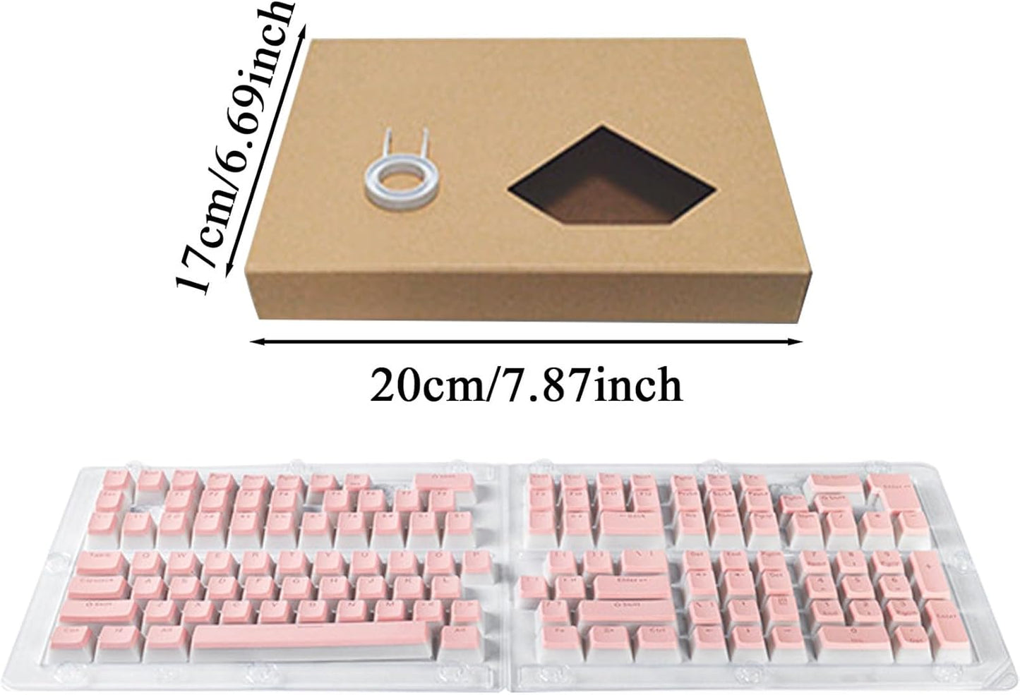 Backlit Keycaps Set, Aesthetic Mechanical Keyboard Keycaps, Replacement Kit for Gamings Streamers and Typing Enthusiasts Collection, 20x18x3cm Black White Light Pink