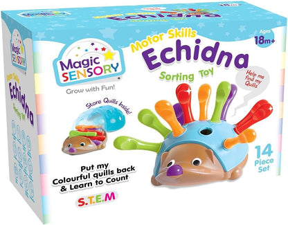 Magic Sensory Echidna Hedgehog Toy â€“ Montessori STEM Fine Motor Skills & Counting Baby Toy â€“ Interactive Educational Colour Sorting Sensory Toys for Toddlers 1-3 â€“ 14 Piece Set