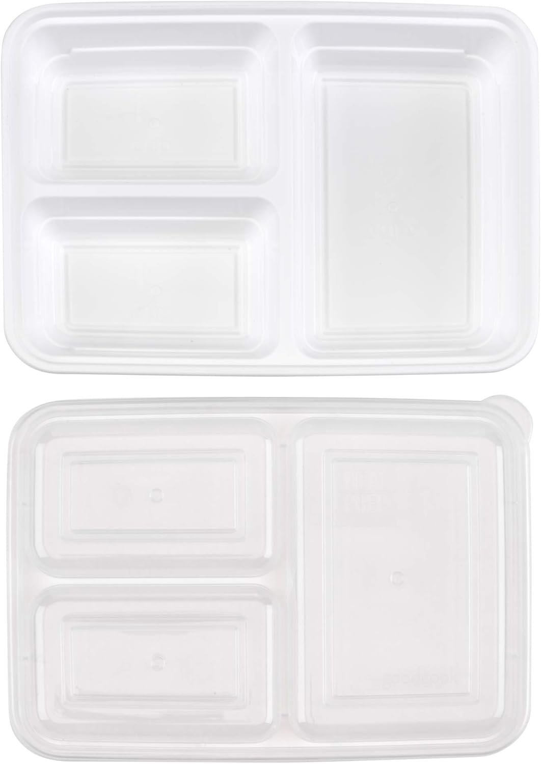 Good Cook Meal Prep, 3 Compartments BPA Free, Microwavable/Dishwasher/Freezer Safe, White