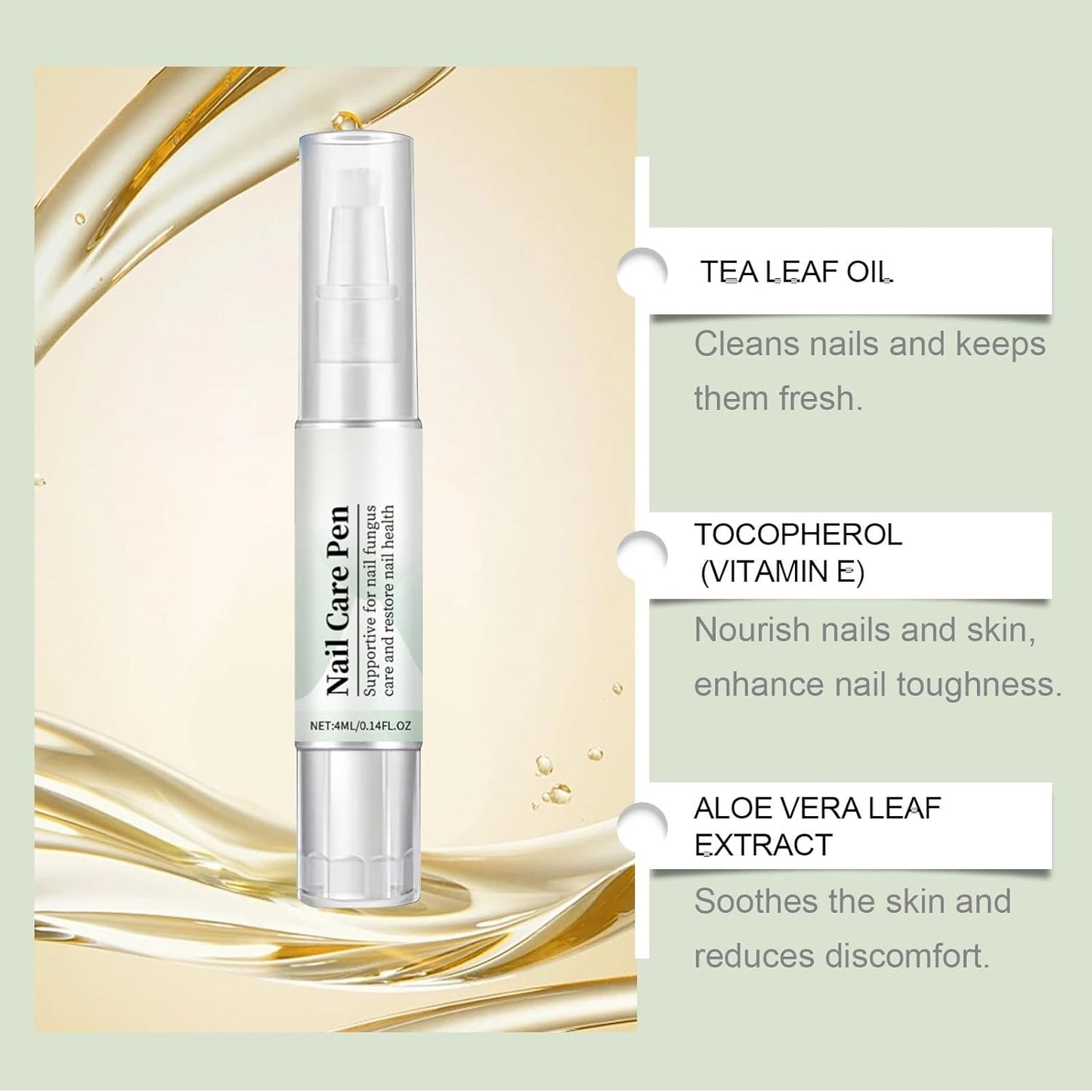 Nail Care Pen, The Original Nail Fungus Infection Cosmetic Care Pen Fast and Effective for Well-Groomed Nails with Tea Tree Oil, Vitamin E and