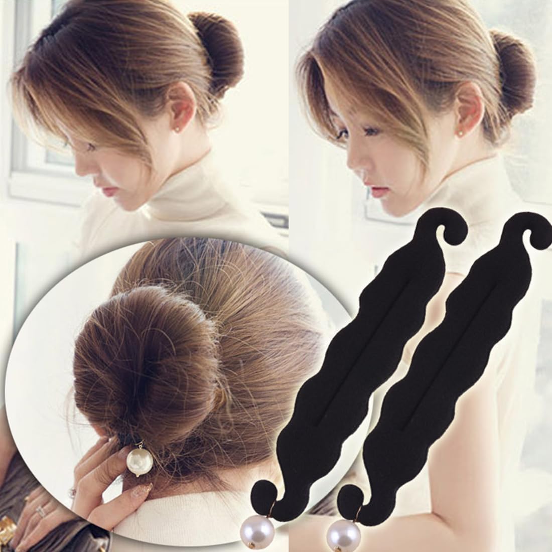 PLABBDPL 2Pcs Hair Bun Maker Tool Quick Hair Braiding Tool Twist Curler Donut Tools Magic Hair Collecting Tool Easy and Fast