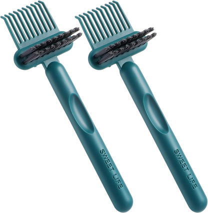 2pcs 2-in-1 Hair Brush Cleaner & Remover Tool Comb Cleaner for Removing Hair & Dust Small Portable Brush Cleaning Tool Effective Hair Brush Remover Rake for Women Travel Home Salon Use