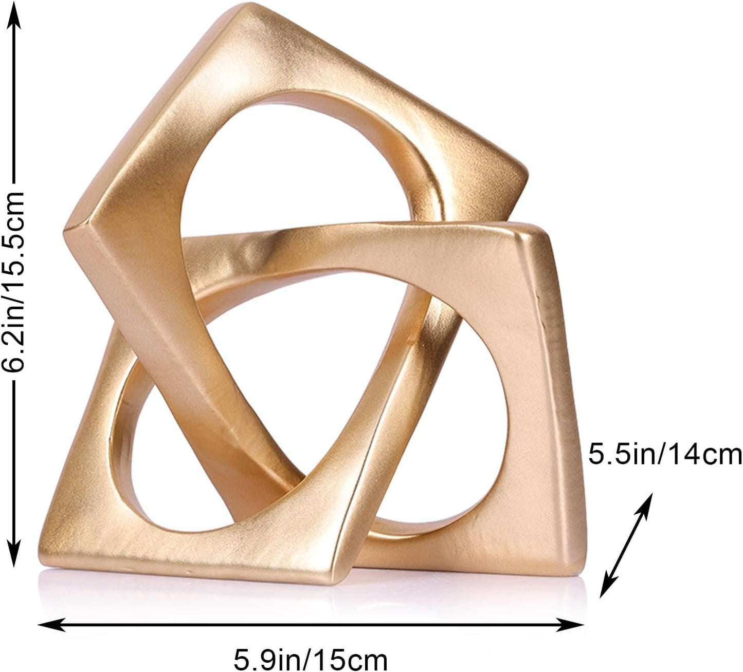 Modern Geometric Sculpture Gold Knot Statue Decor, Home Gold Bookcase Centerpiece Jax Decorative, Geometric Tabletop Sculpture and Figurines, for Golden Home Decor Accent, Cube Decorative Ornaments
