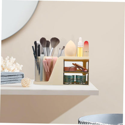 HOODANCOS Modern Desk Organizer with Divided Compartments Space Saving Pen Holder and Makeup Brush Storage Box for Efficient Office Organization Sleek Design for Stylish Workspaces