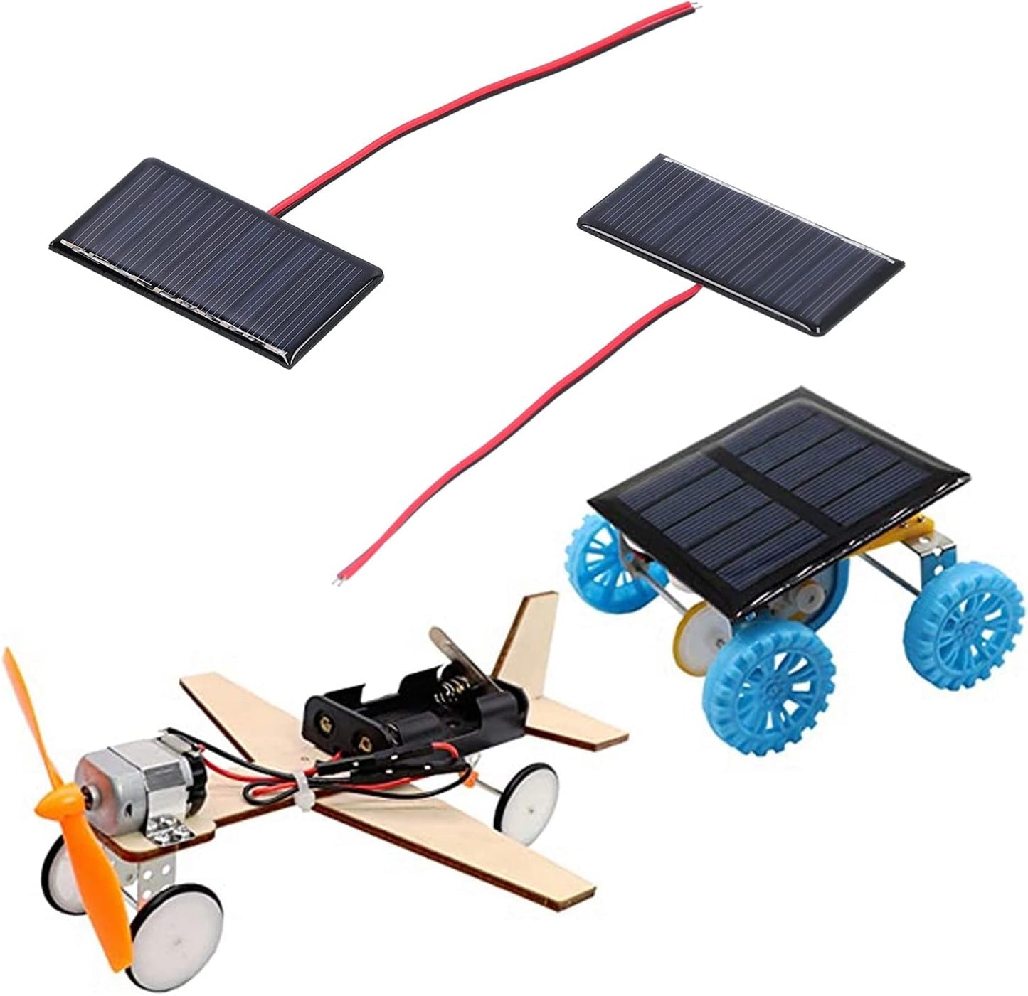 2 Pcs Small Solar Panels, 5V 0.3W 60MA 68x36mm, Micro Mini Polycrystalline Cells for Light, Phone Charger, Flashlight