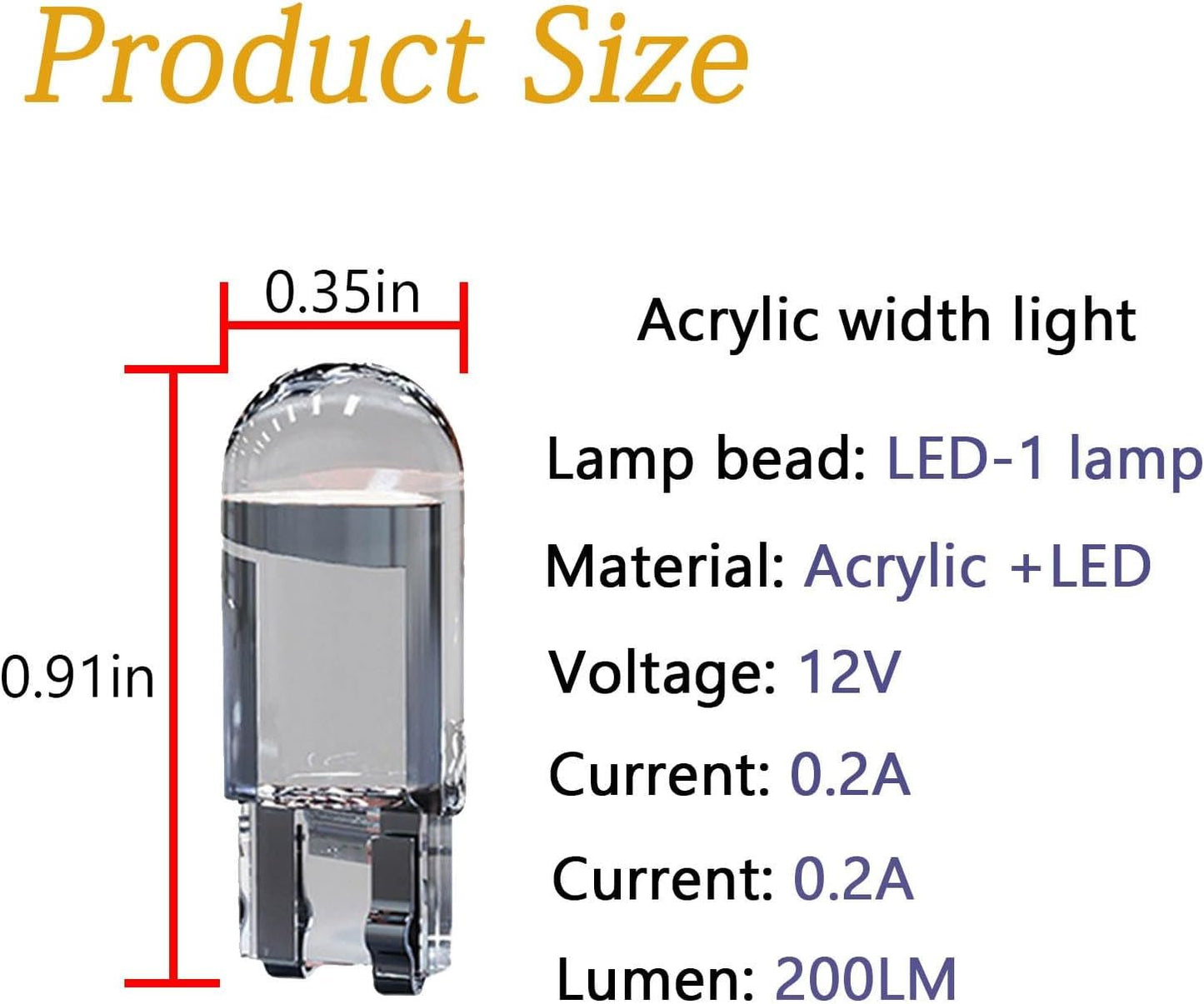 20PCS 194 T10 COB LED Light Bulb for Car, 12V 168 2825 W5W Super Bright Wedge Replacement Lights, Auto Interior Accessories Universal for Car Dome Map Door Courtesy License Plate Trunk Lights (White)