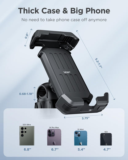 VUP Bike Phone Mount [Anti Vibration],360 Adjustable Phone Holder for Bike,Dirt Bike Accessories - ATV Scooter Clamp for iPhone Samsung Galaxy 4.7-7 Cell Phone