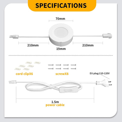 WOBANE LED Puck Lights,Hardwired Under Cabinet Lighting with Switch,DIY Shelf Light for Kitchen,Display,Bookcase,Pantry,Linkable,Recessed & Wall Plug in,Warm White 3000K,120V,Set of 3