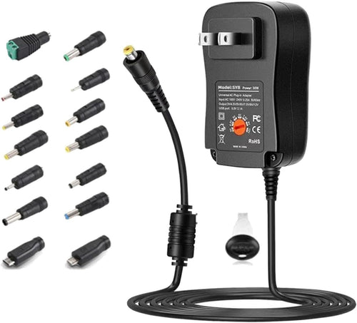 16 Pcs Universal Power Adapter, 3V 4.5V 5V 6V 7.5V 9V 12V Universal AC/DC Adapter,Ac Adapter 12V Adjustable Voltage Universal AC/DC Adapter Power Supply for Household Electronics, 30W