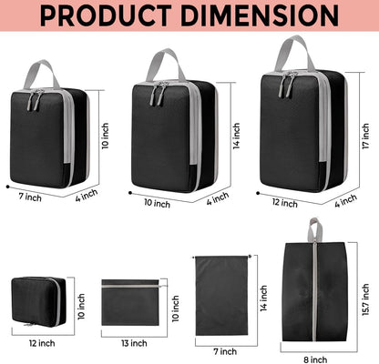 UniPro GOODS- Travel Bag Luggage Organizers 8 piece set- Compression Packing Cubes for Suitcases, Drawstring Pouch and Shoe Bag, Travel Accessories, More Lightweight and Durable