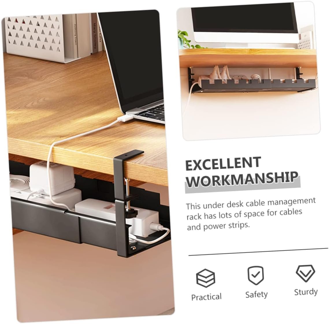 CIYODO Under Desk Cable Management Tray Durable Wire Organizer for Tidy Workspace Wear Resistant Cable Holder for Office and Home Stylish Design for Concealing Cords