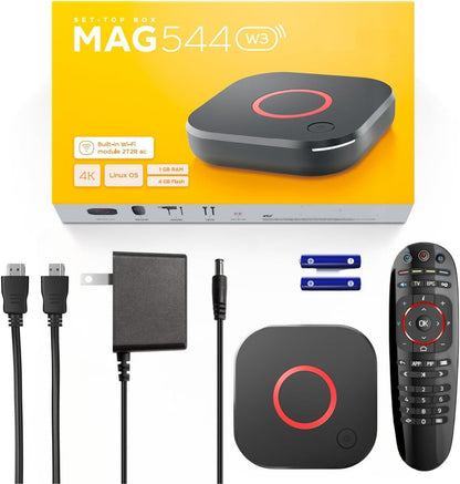 Raxxio MAG544w3 TV Set-Top Box - 4K HDR TV Streaming Device with Amlogic S905Y4 Chipset, 1GB DDR4 RAM, 4GB Flash Memory, Dolby Digital Plus, Linux 4.9, Dual-Band WiFi, USB 2.0, HDMI Cable and Remote