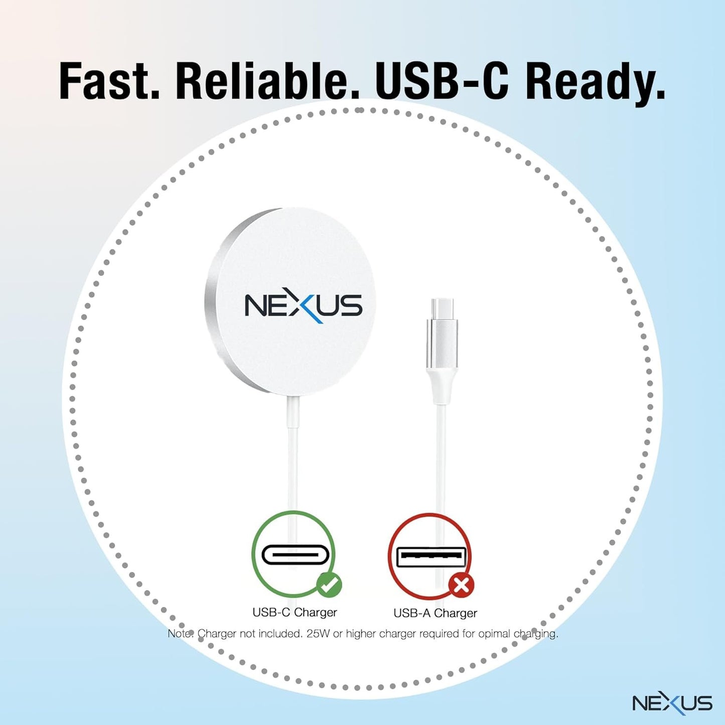 NEXUS MagSafe Charger Pad Compatible, NexusMag iPhone 16 Wireless Charger Pad, Qi2 Certified 15W Fast Wireless Charger, for Apple iPhone 16/16 Pro/16 Plus/Samsung Galaxy S25 Ultra (No AC Adapter)