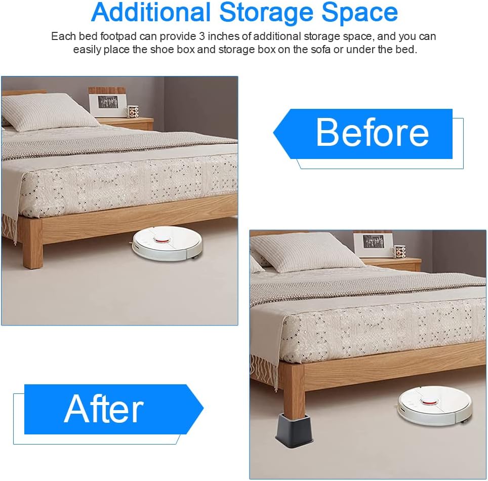 EMAGEREN 4 Bed Risers for Bed Risers Bed Risers Bed Risers Bed Risers for Furniture Raising Bed Add Adjustable Height 9.5 cm for Bed/Sofa/Table/Furniture