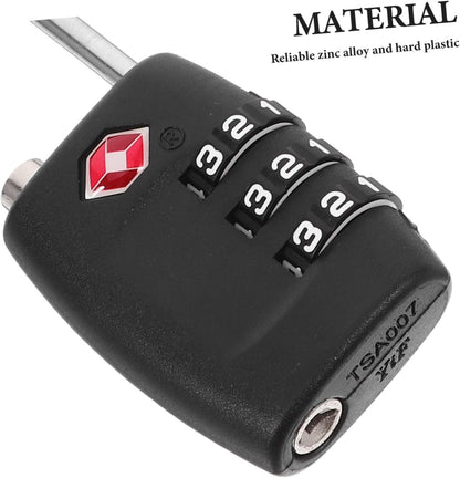 Outanaya -335 Padlock Luggage Padlock Combination Lock Approved for Luggage Security 3- Combination Travel Security Cable Lock