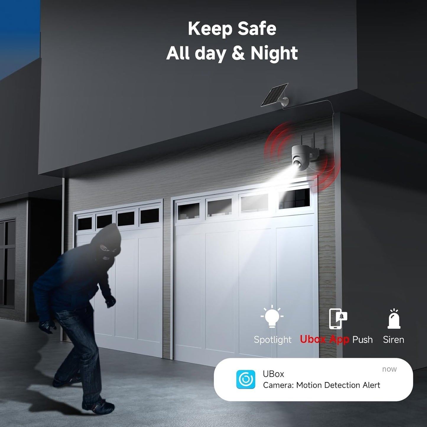 2K Solar Security Cameras Wireless Outdoor, 2PCS Outdoor Camera Wireless with 360° View, Cameras for Home Security with Color Night Vision/2-Way Audio, 2.4GHz Wi-Fi Only