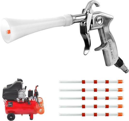 Air Compressor for Car Detailing Detailing Tool, with 5 Hoses, High Pressure Air Gun Dry Cleaning Tool Kit, Air Gun, Car Clean Gun, Cleaning Gun, for Car Dry Cleaning