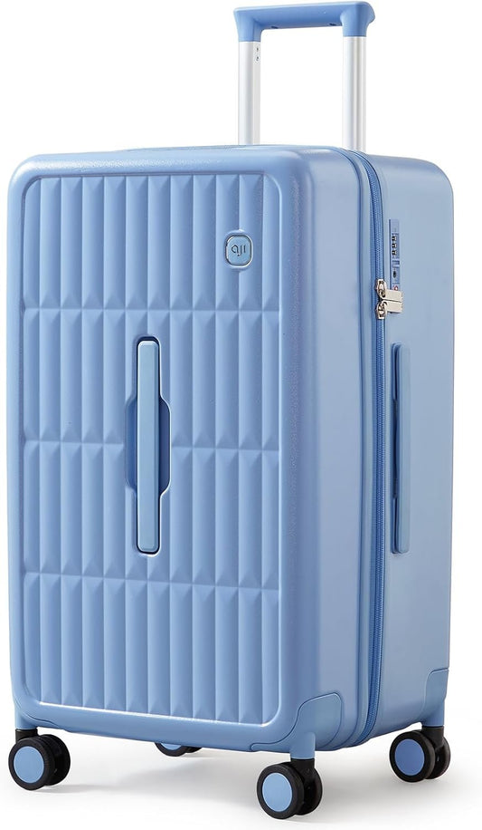 Carry On Luggage Suitcases with Wheels: Checked 26 inch Luggage with 8 Spinner Wheels, 3:7 Container Ratio Large Suitcase with 100% PC Hard Shell Travel Luggage Suitcases (Blueberry Blue)
