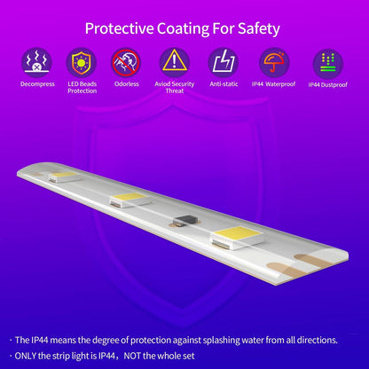 Silicone Coated Strip Light FRESHIN 16.4FT/5M RGBCW IP44 Dustproof Odorless Music Sync, Compatible with Alexa, Google Home