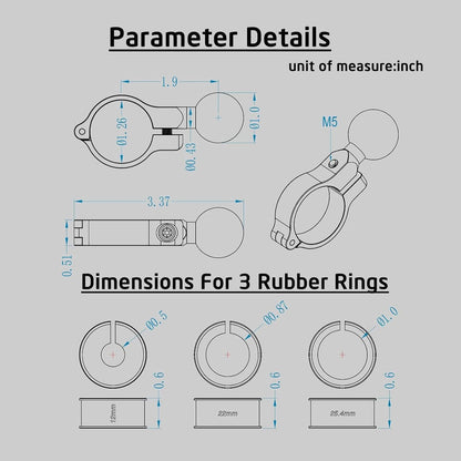 Aluminium 1" Handlebar Ball Adapters Compatible with Ram/iMESTOU Phone Mounts with 1" Ball Sockets