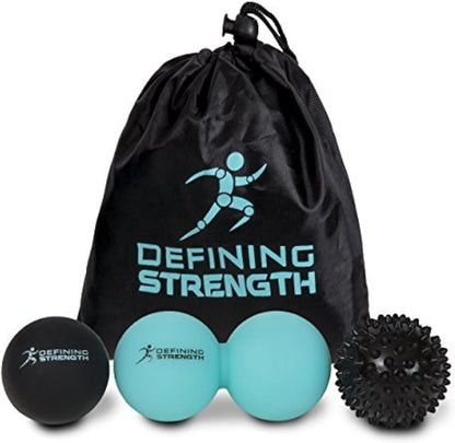 Top 3 Massage Balls Set, Spiky, Lacrosse ball, Peanut Roller Massager. For Self Myofascial Trigger Point Release, Physio Rehab & Back Muscle Knots