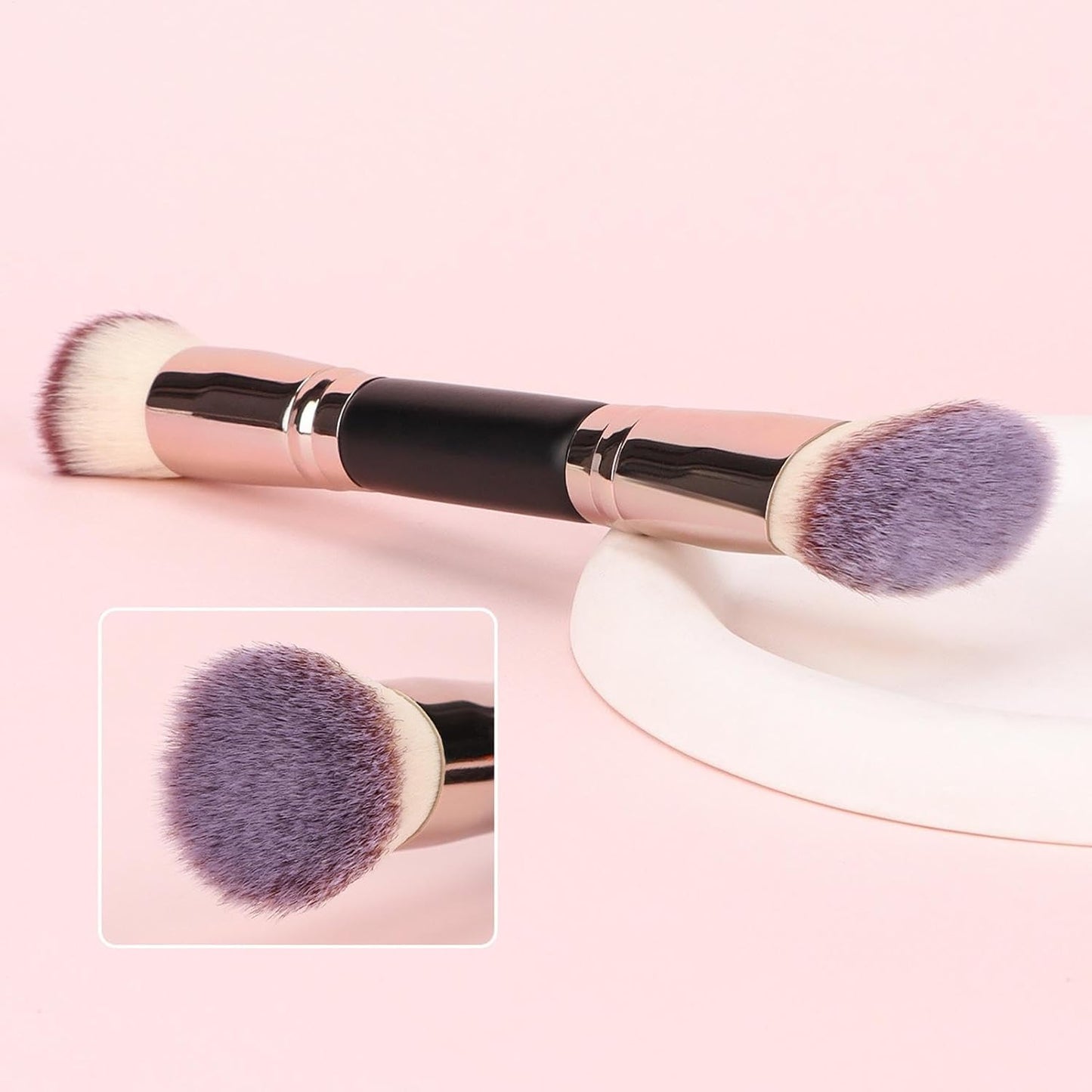 Double Ended Makeup Brush - Foundation & Powder Ends | Blending & Contour Brush | Soft and Precise, Concealer, Natural Make-up, Essential Accessory for Adults