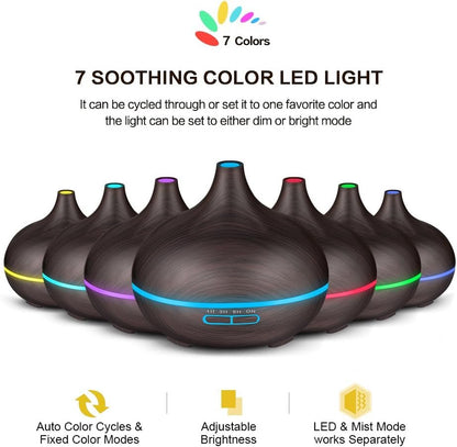 550ml Essential Oil Diffuser with Remote Control, 3 Timer Settings, Black