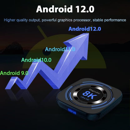 Android TV Box 12.0 4GB RAM 32GB ROM Support 8K 6K Dual-WiFi 2.4G 5.8G Android Box H618 Chipset with HDR10 BT5.0 USB 2.0 3D Ethernet with Mini Backlit Keyboard