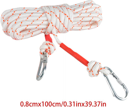 Escape Safety Rope, Steel Wire Core Climbing Cord, Double Hook Design, Portable Rescue Tool, Ideale per Hiking, Campeggio, Costruzione, Outdoor Adventures, Mountaineering, 0,47 inch