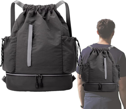 Generico Drawstring Sports Bag Large Capacity, Waterproof Gym Sackpack Travel Backpack, Lightweight Fitness Daypack for Basketball Football Picnic Hiking Outdoor Activities Carrying