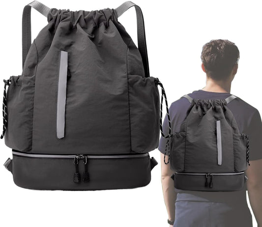 Generico Drawstring Sports Bag Large Capacity, Waterproof Gym Sackpack Travel Backpack, Lightweight Fitness Daypack for Basketball Football Picnic Hiking Outdoor Activities Carrying