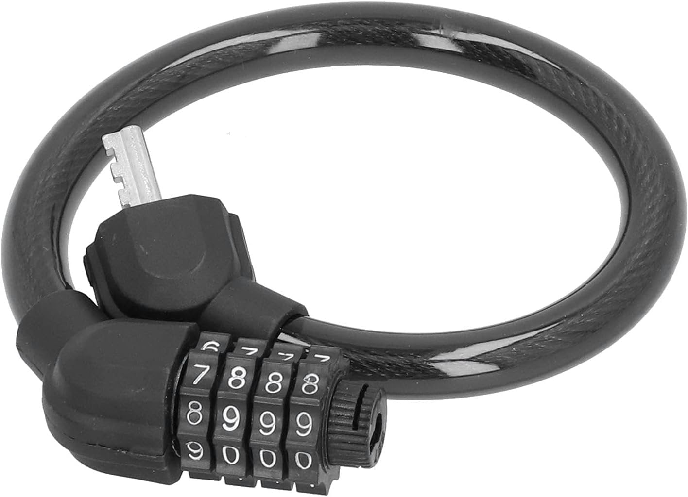 Bike Lock, Bike Locks Cable Bike Lock with ABS Lock 4 Digit Number Steel Cable Bike Lock High Security for Cycling Outdoors (Black)