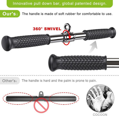 Kipika Tricep Pull Down Attachment, Cable Machine Accessories for Home Gym, Cable Machine Attachments Pulley System Gym, LAT Pull Down Attachment Weight Fitness
