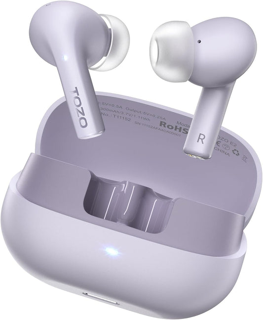 TOZO New E2 Wireless Earbuds with Call Noise Cancellation,App Customize 32 EQs,10mm Drivers with Powerful Bass,30H Playtime,2 Mics for Clear Calls,Bluetooth 5.3 Headphones,Comfort Fit in-Ear Headset