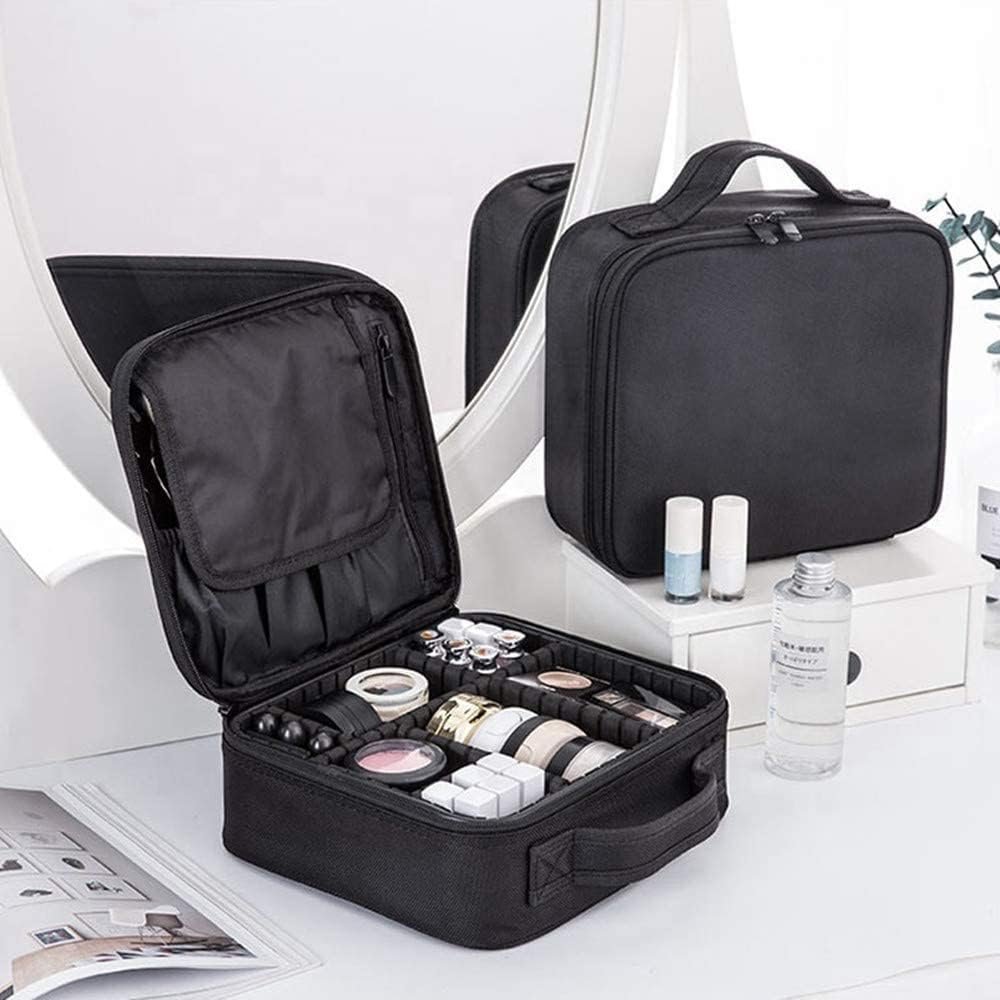 GreenLife® Professional Makeup Train Cosmetic case Makeup Bag Travel Organizer Make up Artist Master Waterproof Case Portable Storage with Adjustable Dividers Accessories Tools Brushes Pouch (Black)