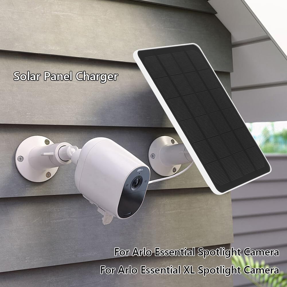AZURAOKEY Solar Panel Charger Compatible with Arlo Essential Spotlight/XL Spotlight, 4W/6W Arlo Essential Solar Panel Charger, Waterproof with 9.8ft Micro USB Cable & Wall Mount
