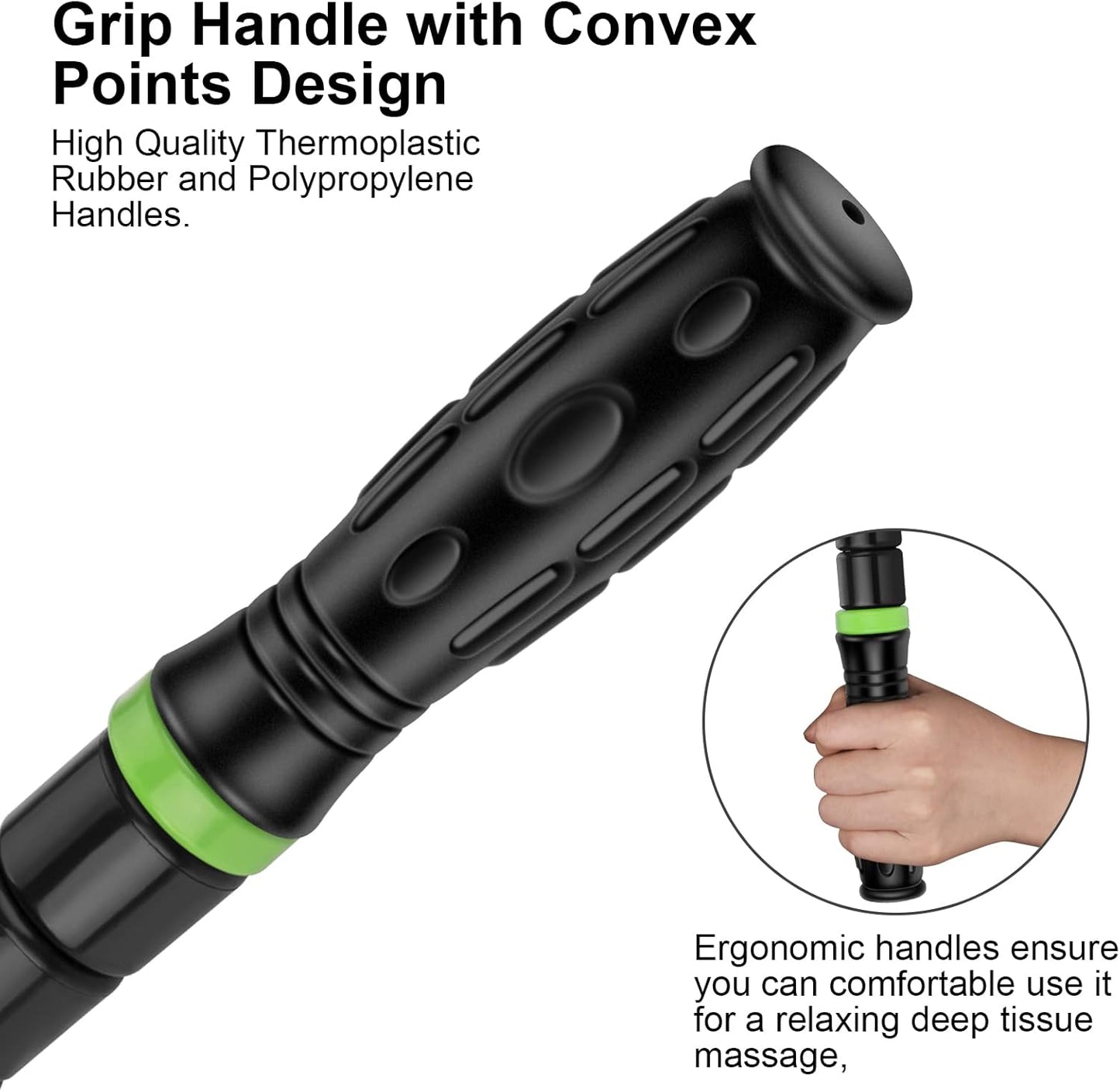 Premium Muscle Roller The Ultimate Massage Roller Stick 17 Inches Recommended by Physical Therapists Promotes Recovery Fast Relief for Cramps Soreness Tight Muscles-Black