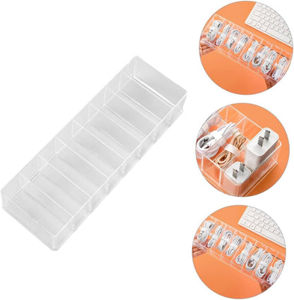 SWOOMEY 1Pc Transparent Cable Management Box Compartment Organizer for Data Cables USB Wires Chargers Desktop Storage for Neat Tidy Workspaces