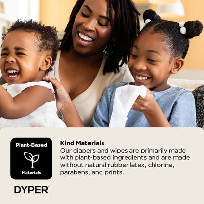 DYPER - 99% Water Based Baby Wipes 100% Made from Plant-Based* & Honest for Sensitive Skin, Fragrance & Plastic-Free - Unscented, Pack of 12 (720 Count)